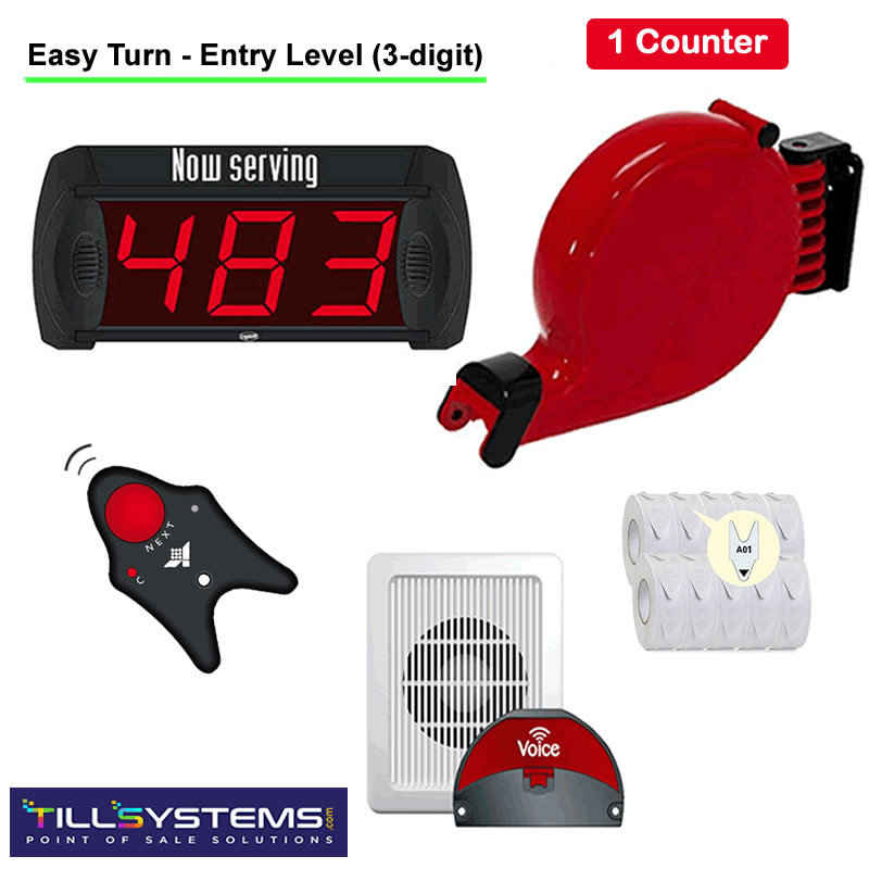 EasyTurn QMS Kit (1 Counter, 3-digit Tickets)